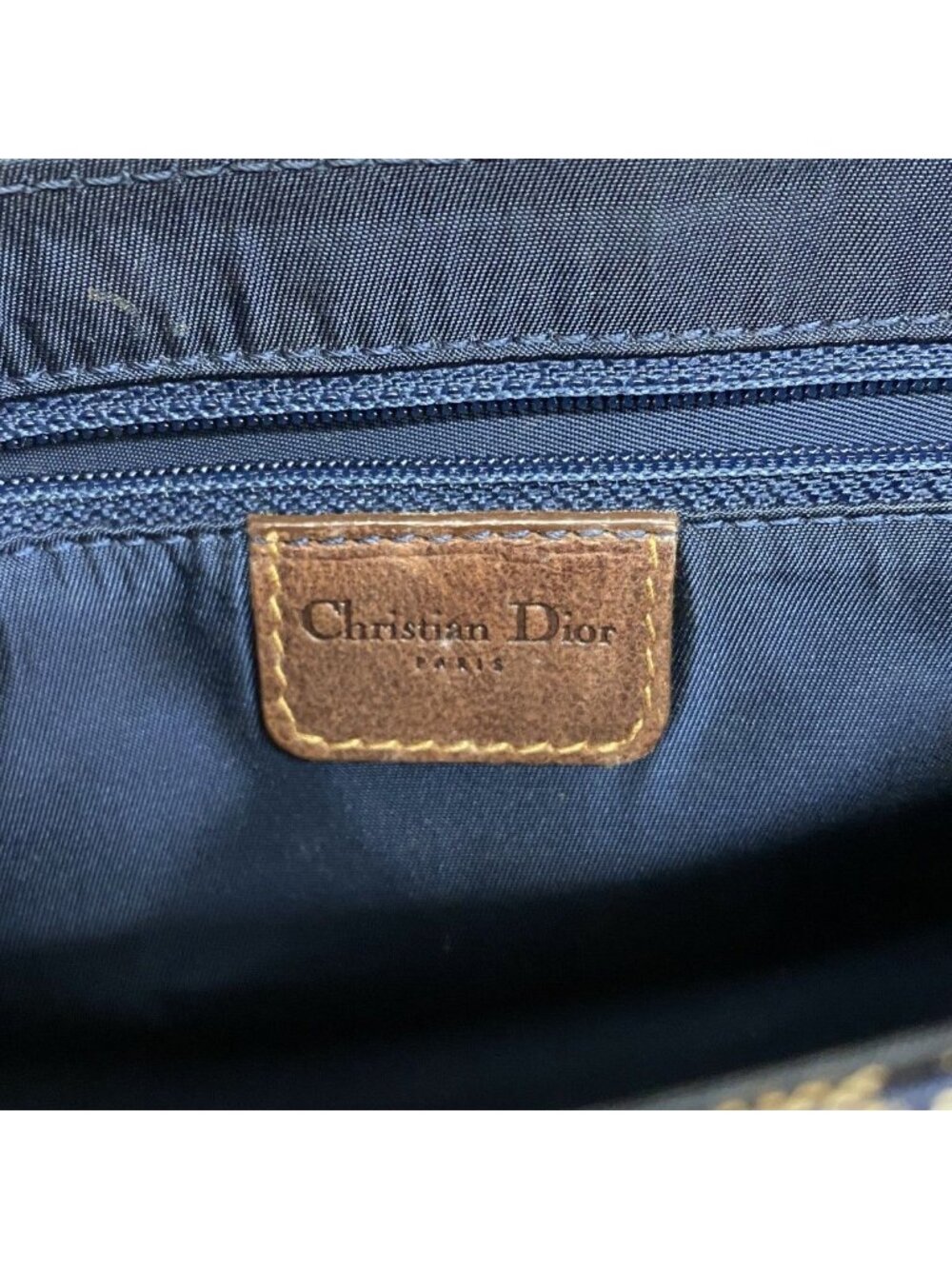★SOLD★ Dior Shoulder Bag Street Chic Canvas Leather Navy Brown Gold - Picture 5 of 10